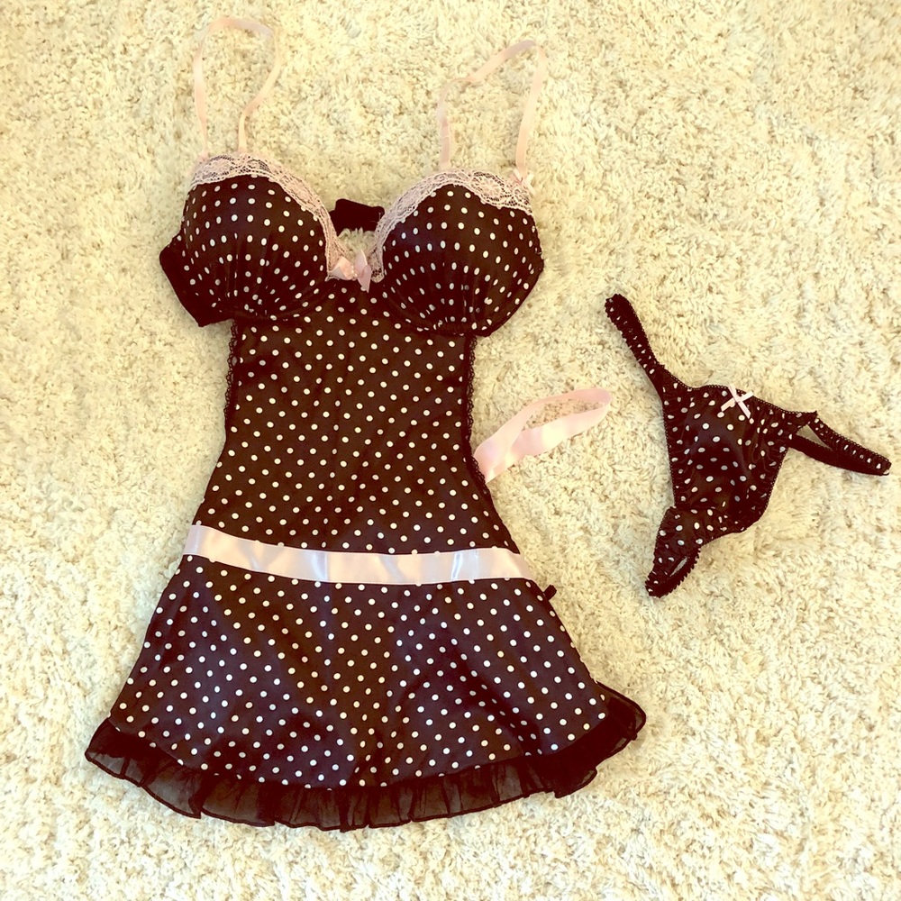 Never Worn Light Pink/Black Lingerie Set